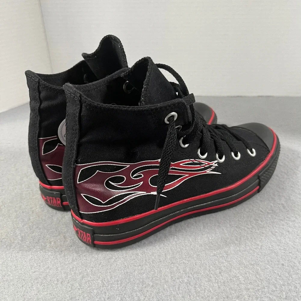 Converse Chuck‎ Taylor All Star High Top Black Red Flame Shoes Mens 5 Womens 7